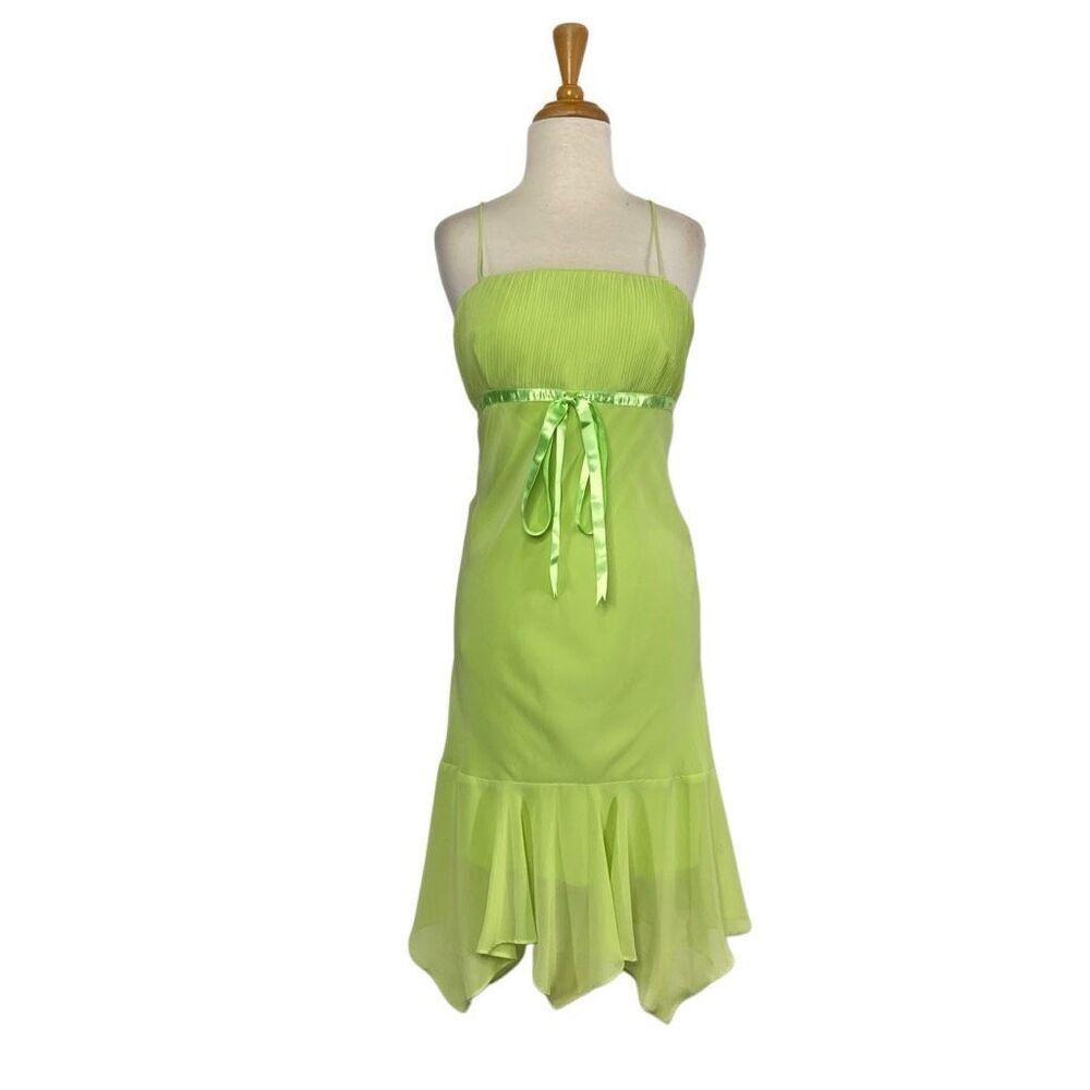 Grace L VTG XL Green Dress Gown Bridesmaid Y2K 20s Midi Fairy Pixie Cosplay